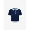 Casablanca Striped Collar Tennis Polo In Blue