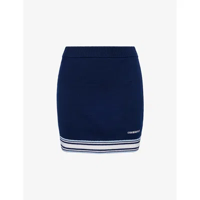 Casablanca Womens Blue Tennis Striped Wool Mini Skirt Xs