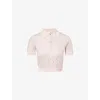 Casablanca Womens Pink Crystal-embellished Monogram Wool Polo Shirt In Pink