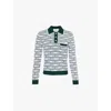 Casablanca Long-sleeved Knitted Polo Shirt In Evergreen White