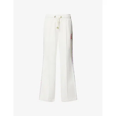 Casablanca Womens Cream Laurel Flame-panel Cotton-jersey Jogging Bottoms In White