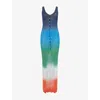 Casablanca Womens Gradient Ribbed Cotton-blend Maxi Dress In Gradient