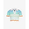 Casablanca Womens Gradient Wave Crochet Cotton-knit Top In Wave