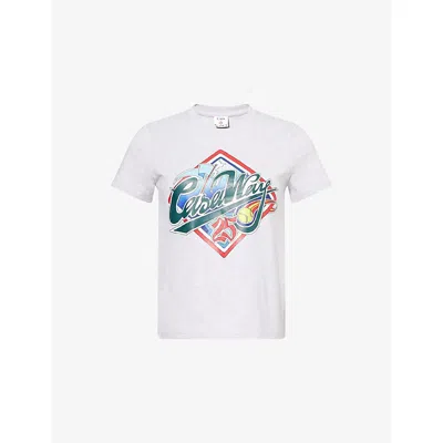 Casablanca Womens Casa Way World Series Printed Cotton-jersey T-shirt Grey