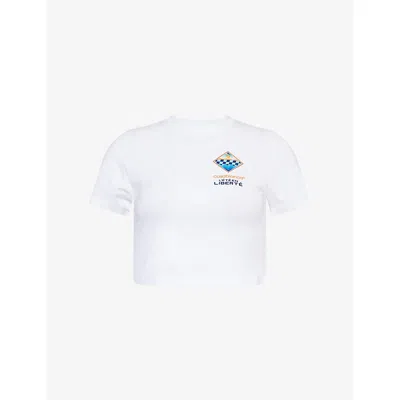 Casablanca Womens Lete En Liberte L'été En Liberté Cropped Stretch-cotton T-shirt