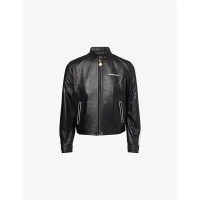 CASABLANCA WOMENS BLACK RACER REGULAR-FIT LEATHER JACKET