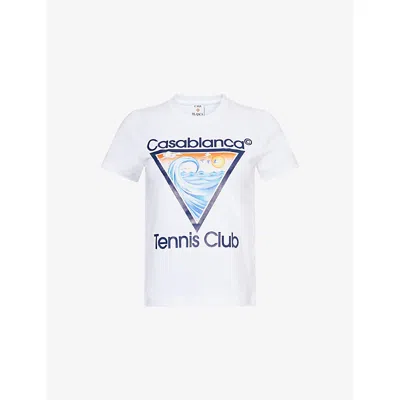 Casablanca Womens Tennis Club Icon Round-neck Stretch-cotton T-shirt In Multicolor