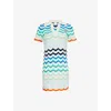 Casablanca Womens Wavy Crochet Striped Cotton-knit Mini Dress Wave In Wave