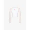 Casablanca Crewneck Logo Top With Long Raglan Sleeves In White And Pink