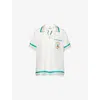 Casablanca Womens White Cuban-collar Printed Silk Shirt