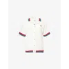 Casablanca Womens Sporty Faux Crochet Cotton-knit Shirt White In White