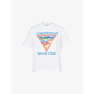 Casablanca Womens White Tennis Club Printed Cotton-jersey T-shirt