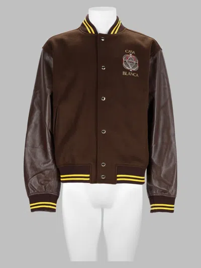 Casablanca Wool & Leather Sports Jacket In Brown