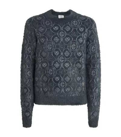 CASABLANCA WOOL-BLEND FLUFFY MONOGRAM SWEATER
