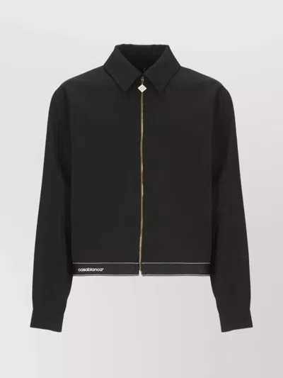 Casablanca Tailored Wool Jacket With Contrasting Logo In Black