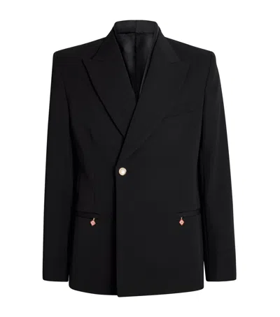 Casablanca Wool Double-breasted Blazer In Black