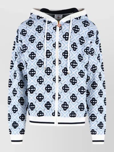 Casablanca Wool Hooded Sweatshirt Drawstring Hood Ribbed Trims In Multi
