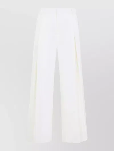 Casablanca Wool Pleated Wide-leg Trousers In White