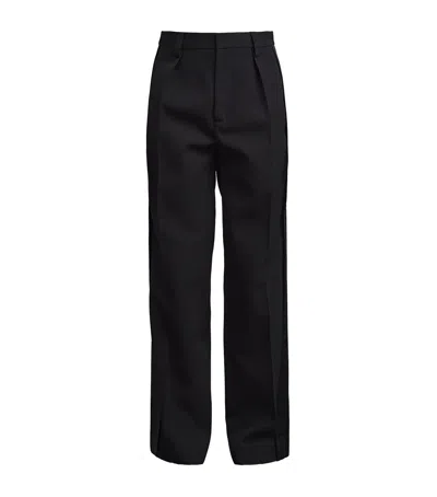 Casablanca Wool Stripe-side Pleated Trousers In Black