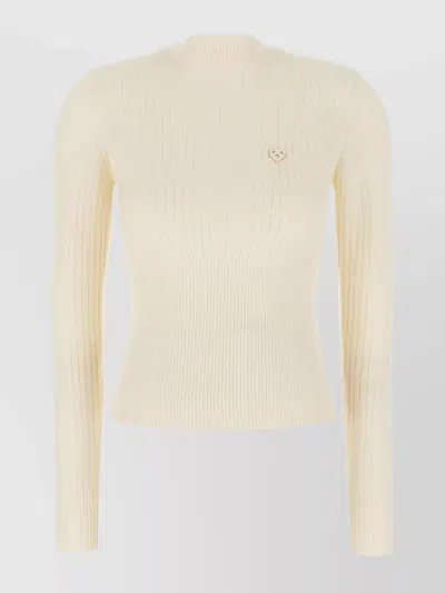 CASABLANCA WOOL SWEATER WITH METALLIC HEART DETAIL
