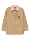 Casablanca Beige Cotton Jacket With Pink Collar In Neutrals