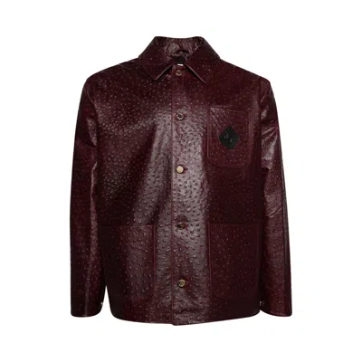 Pre-owned Casablanca Workwear Leather Jacket 'maroon' | Red | Men's Size L