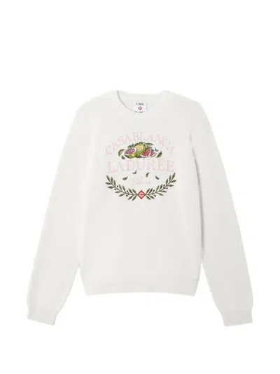 Casablanca X Laduree Crew-neck Cotton Jumper In White