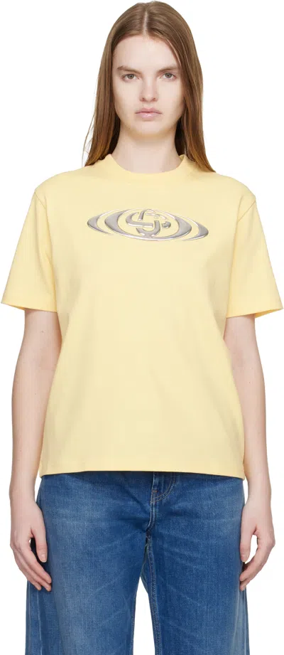 Casablanca Yellow Warped Logo Corrosion T-shirt