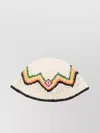 Casablanca Zigzag Embroidered Raffia Crochet Hat In Pink