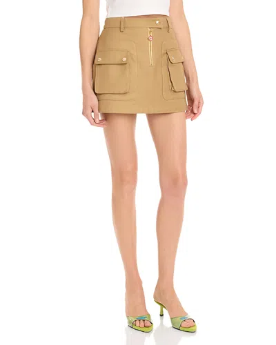 Casablanca Zip Front Mini Skirt In Brown