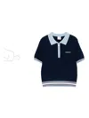 Casablanca Striped Collar Tennis Polo In Blue
