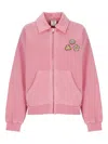 Casablanca Soft Cotton Sweatshirt With Contrasting Patches And Zip Closure In Pink