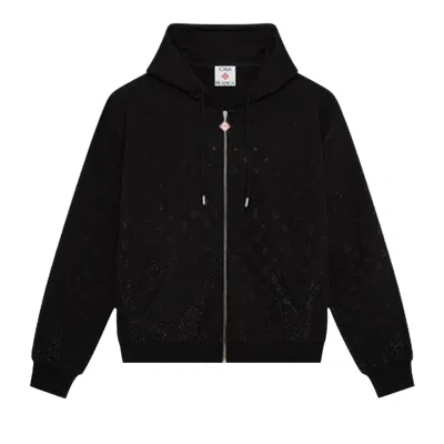 Pre-owned Casablanca Zip Up Hooded Sweatshirt 'crystal Monogram' | Multi-color | Men's Size Xxl