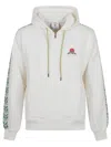 Casablanca Zip-up Hooded Sweatshirt With Patterned Accents In White