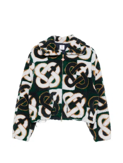 Casablanca Zip-fastening Monogram-print Jacket In Animal Print