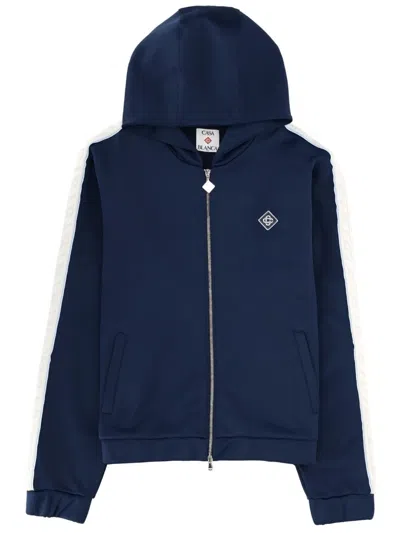 Casablanca Blue Polyamide-cotton Jacket In Animal Print