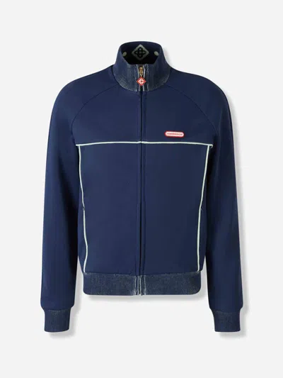 Casablanca High-collar Zipped Sweatshirt In Blue