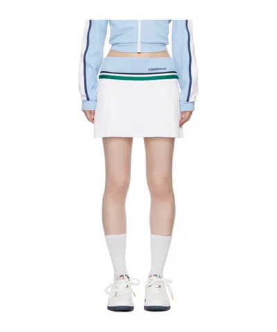 Casablanca Zipper Skirt In Pale Blue / White
