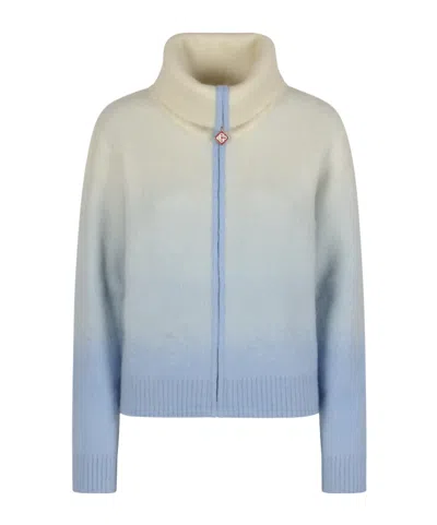 Casablanca Zippered Long-sleeve Sweater In Blue