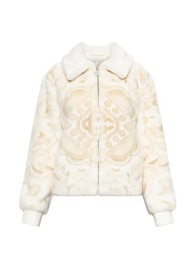 Casablanca Zip-up Faux-fur Jacket In 뉴트럴