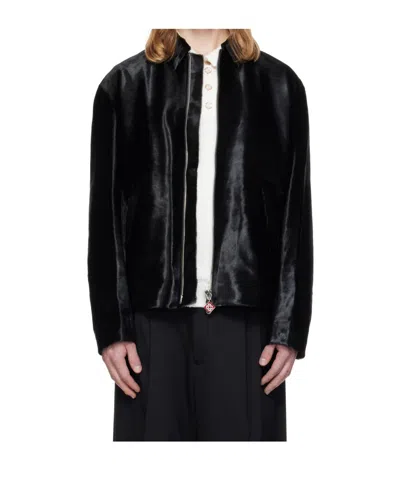 Casablanca Zip-up Fur Jacket In Black