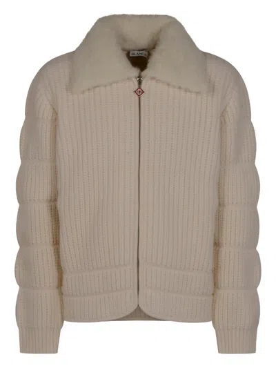 Casablanca Zip-up Ribbed Cardigan In Multi