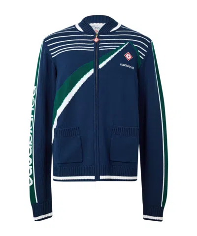 Casablanca Zip-up Striped Knit Jacket In Purple
