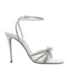 Casadei Crystal-embellished Silver Sandals With Steel Blade Heel In Gray