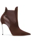 Casadei 100mm Blade Double Ankle Boots In Brown