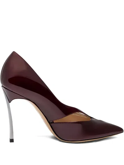 Casadei 100mm Blade Pantera Cut-out Heeled Pumps In Burgundy