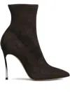 Casadei Blade Stretch High Heels Ankle Boots In Brown Suede In Brown