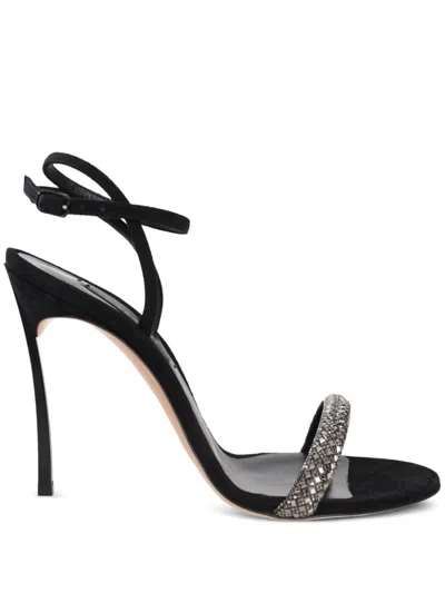 Casadei Stratosphere Satin Sandals In Black