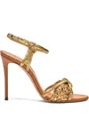Casadei 100mm Braided-strap Heeled Sandals In Gold