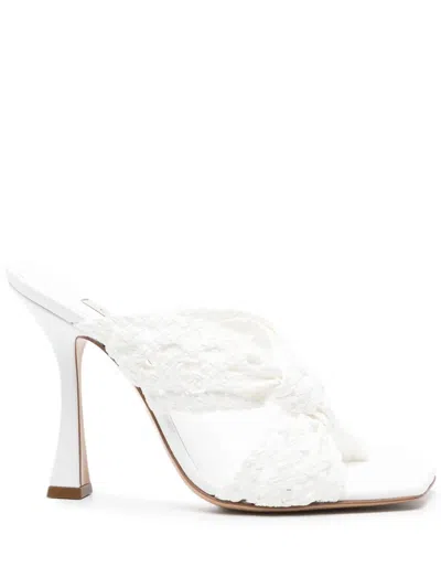 Casadei 100mm Damier Versilia Geraldine Mules In White